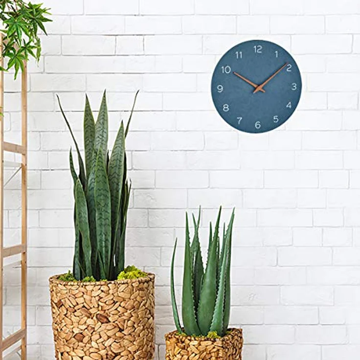 TFA Dostmann Analoge Wanduhr 60.3054.06 mit Holzzeigern, Quarzuhr in taubenblau, langer Batterielaufzeit – Bild 2