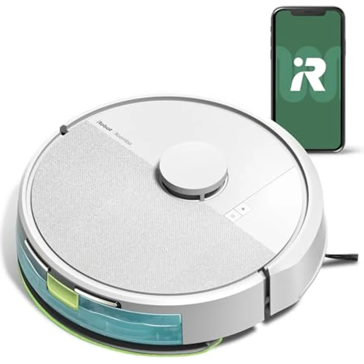 iRobot Roomba 105 Combo - Staubsauger-Roboter mit Clearview LiDAR, 7000Pa Saugkraft, 120 mins Akkulaufzeit, SmartScrub, Reinigungszonen, App - Weiß – Bild 1