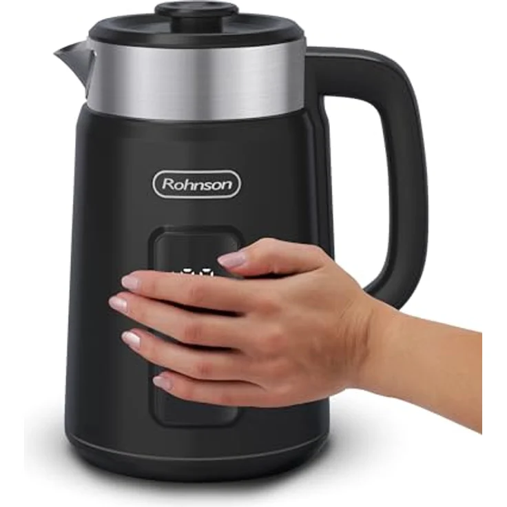Rohnson Wasserkocher R-7800, 1.5L Edelstahl, Doppelwand-Design, digitales LED-Display, 6 Temperaturstufen, 360° Drehbasis, Warmhaltefunktion, automatische Abschaltung, abnehmbarer Deckel, verstecktes Heizelement – Bild 3