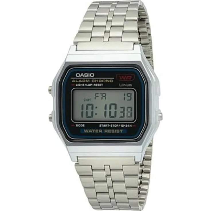 Casio Herren Uhr Vintage Reloj A159WA-N1, Wasserdicht, mit Mikro-Licht, Alarm und digitaler Stoppuhr