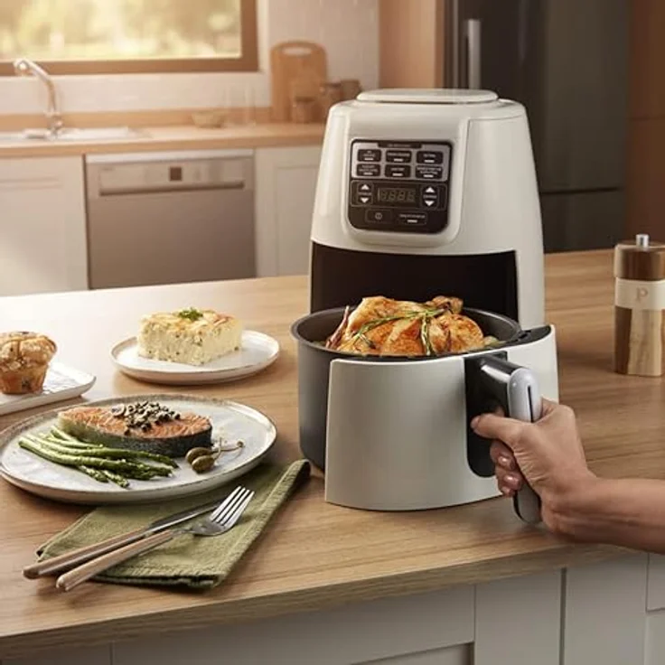 Karaca Heißluftfritteuse Air Cook XL 2 in 1 Airfryer Sternenlicht, 4 Liter Fassungsvermögen, 1550 Watt, Türkisch panelt – Bild 8