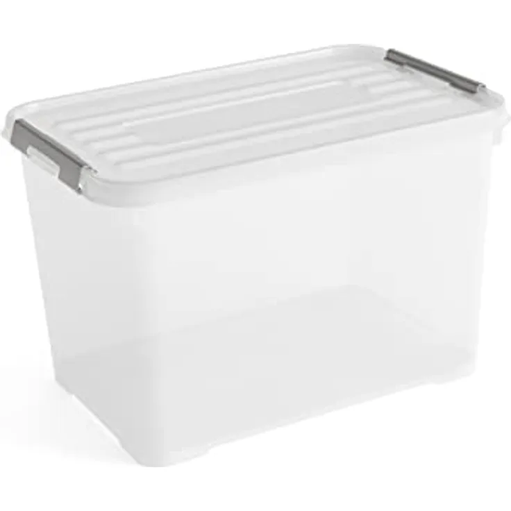 Allibert "praktischer Plus Aufbewahrungsbox mit Deckel, transparent/Silber, 65 Liter