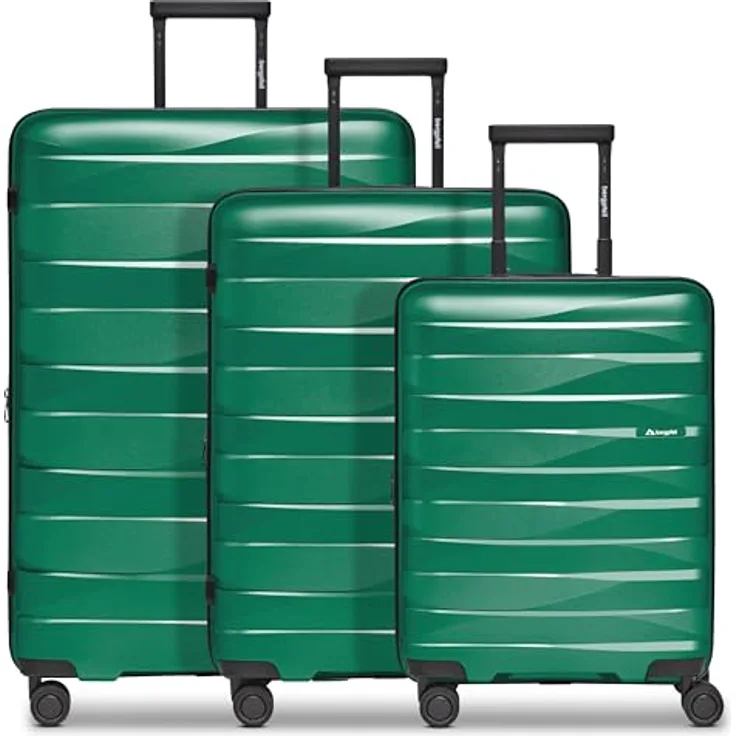 Bergpfeil Koffer-Set 3-teilig | Polypropylen-Material, Dehnfalte, Doppelrollen & TSA-Schloss | Blau (Travel)
