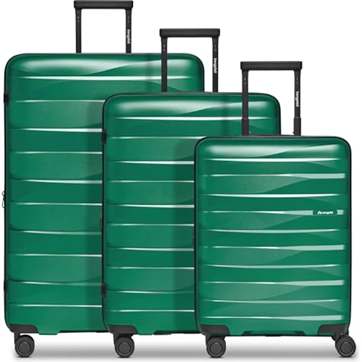 Bergpfeil Koffer-Set 3-teilig | Polypropylen-Material, Dehnfalte, Doppelrollen & TSA-Schloss | Blau (Travel) – Bild 1