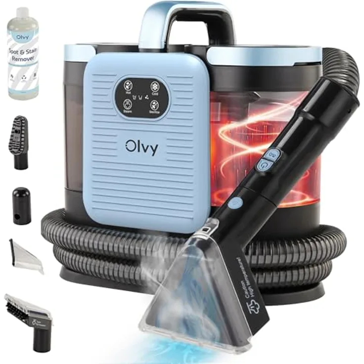 Olvy Waschsauger Teppichreiniger mit 1650W Leistung, 100°C Heißdampf und umfangreichem Zubehörset