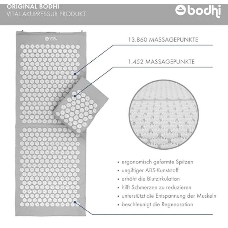 bodhi Akupressurmatte & Kissen Set VITAL XL steingrau (Set) – Bild 4
