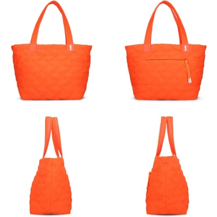 ZWEI Shopper Cleo CL200, trendiger Damen Shopper aus recyceltem Nylon, orange, 48 x 19 x 33 cm – Bild 3
