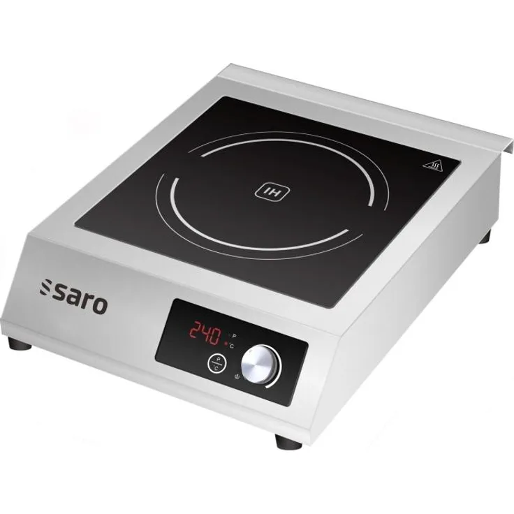 SARO Induktionskochfeld KOKO, 5 kW Einzelkochplatte aus Edelstahl mit LCD-Display und Überhitzungsschutz, silber