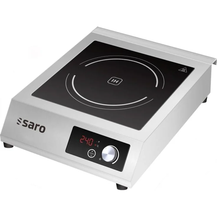 SARO Induktionskochfeld KOKO, 5 kW Einzelkochplatte aus Edelstahl mit LCD-Display und Überhitzungsschutz, silber