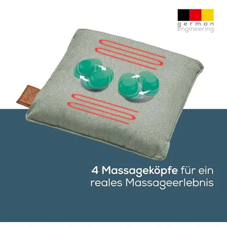 Beurer MG 139 Akku-Massagekissen mit Wärmefunktion, kabelloses Shiatsu-Massagekissen, zuschaltbare Wärme, hergestellt aus recyceltem Material, Maschinenwaschbar, Abschaltautomatik, 40 x 40 cm, Mint – Bild 3