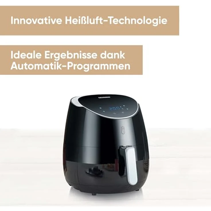 Severin FR 2445 XXL-Heißluftfritteuse 2.000 W, 5 L Kapazität, 1.500 g Frittiermenge, edelstahl-schwarz – Bild 2