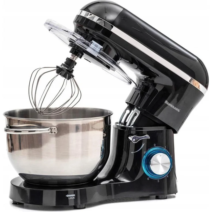Ravanson RP-2500B, Küchenmaschine mit 1900 Watt, 5,5 Liter Volumen, variable Geschwindigkeitsregelung, Schwarz