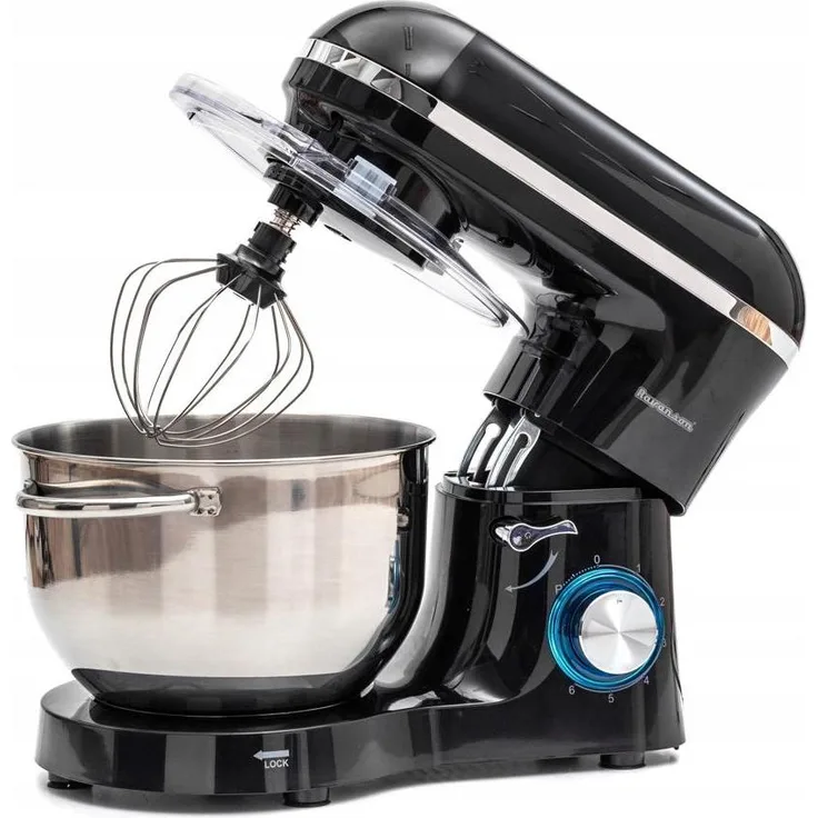 Ravanson RP-2500B, Küchenmaschine mit 1900 Watt, 5,5 Liter Volumen, variable Geschwindigkeitsregelung, Schwarz