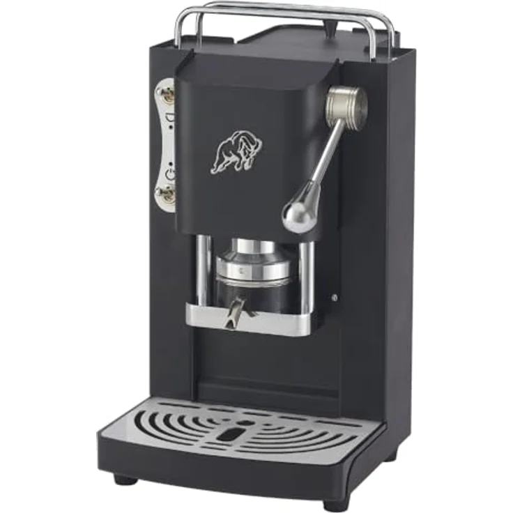 Faber Pro Essential Chrom, ESE Pad Espressomaschine mit erhöhtem Auslauf und Wassertank aus Glas, Schwarz Chrom – Bild 1