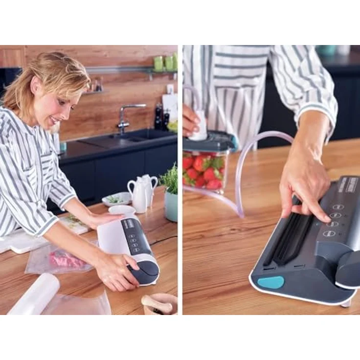 Leifheit Vakuumiergerät Vacu Power 300, Vakuumierer zum Konservieren, Lebensmittel bleiben 5x länger frisch, ideal zum Sous-Vide-Garen, Folienschweißgerät inkl. 10 Vakuumierbeuteln 20x30cm – Bild 5