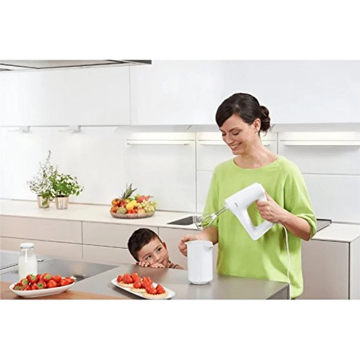 Braun MultiMix 3 Handmixer HM 3105, 500W, 5 Geschwindigkeitsstufen + Turbo-Funktion, inkl. Schneebesen, Knethaken, PowerBell Mixfuß und 600 ml Mix- und Messbecher, weiß – Bild 3