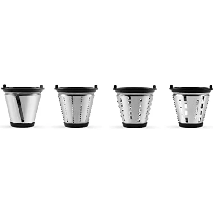 CASO CR4 Elektrische Design-Multireibe, 4 Acid-Etched Einsätze: Scheiben, große & kleine Julienne, Raspeleinsatz, 200 Watt, Touch- Bedienfeld, ideale Gemüseraspel für z.B. Salate – Bild 3