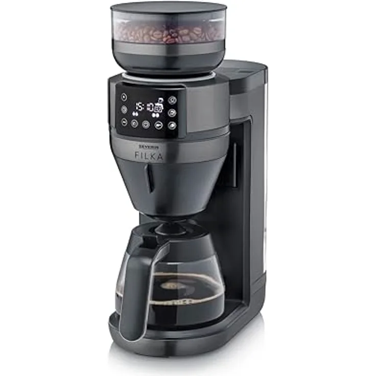 Severin KA4849, Filterkaffeemaschine, Schwarz, mit Vollautomatischer „Cup Control“ und Goldton-Filter