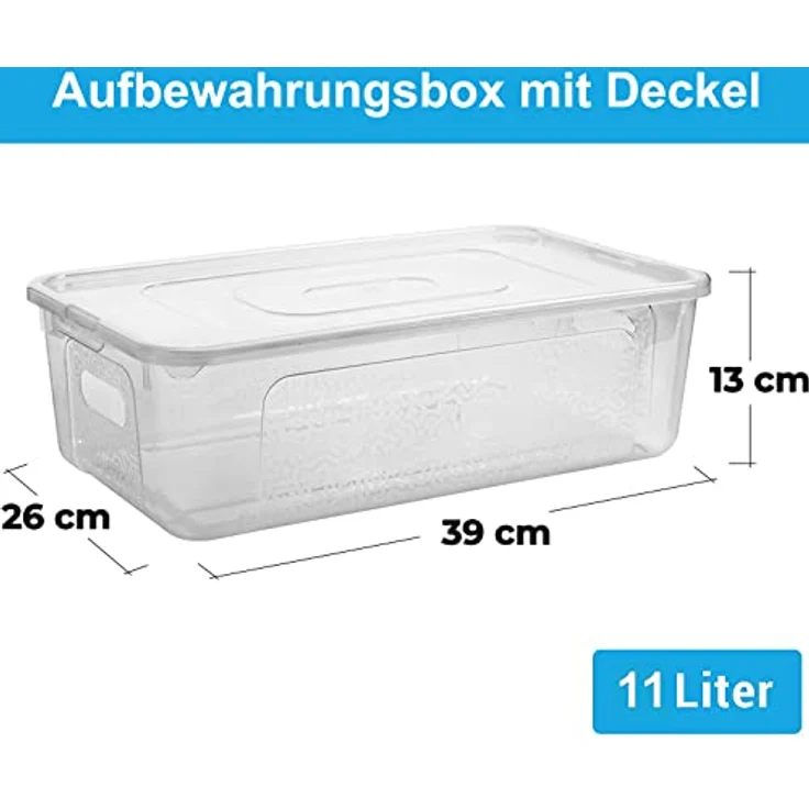 2friends Aufbewahrungsbox mit Deckel 6er Set, 11 Liter transparente Kunststoff-Boxen, platzsparend und stabil, Made in EU – Bild 2