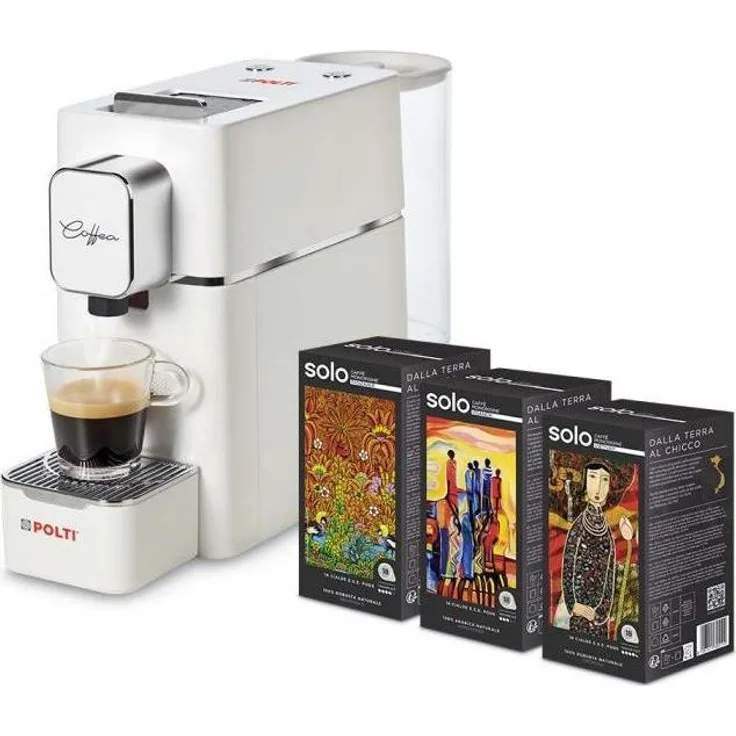 Polti PCEU0127 Coffea S15W, vollautomatische Kapsel-Kaffeemaschine mit 0,85 L Wassertank, 19 Bar Pumpdruck, 1400 Watt, weiss