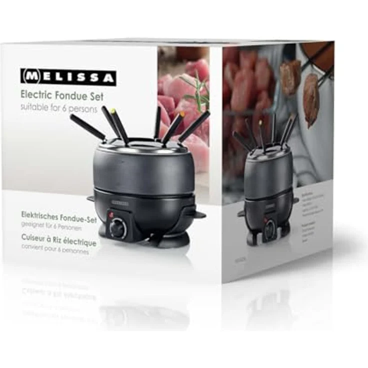 MELISSA Elektro-Fondue 16310236, 2.3 l für bis zu 6 Personen, Antihaftbeschichtung, verstellbarer Thermostat, rutschfeste Gummifüße – Bild 7