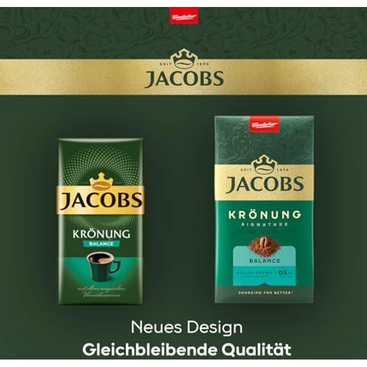 JACOBS Krönung Balance, gemahlener Kaffee mit mildem Geschmack und halbem Koffeingehalt, 500 g – Bild 2
