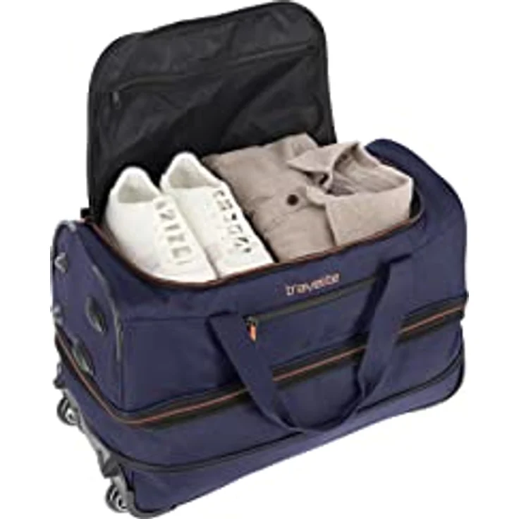 Travelite Koffer Basics Blau (51 l, S), sportliche Trolley-Reisetasche mit integrierter Dehnfalte und laufruhigen Inlinerrollen – Bild 5