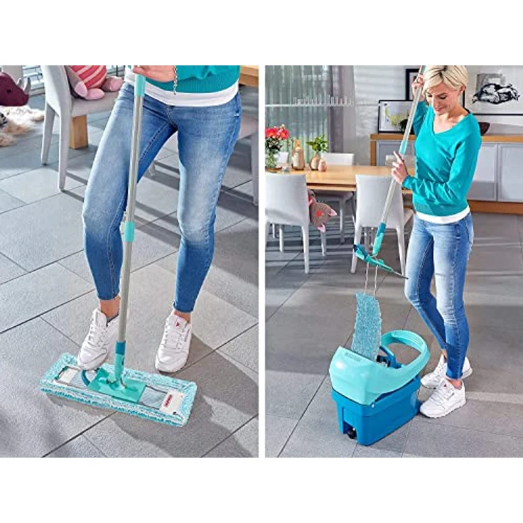 Leifheit rückenschonender Bodenwischer Profi XL super soft, Stahlstiel 146cm, Wischmopp mit Fußklick, Wischbezug für Parkett und Kork, 360° Drehgelenk, Click-System – Bild 5