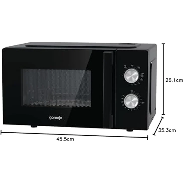 Gorenje MO20E2BH Mikrowelle, 20 L, 800 W, mit Grill-Funktion, Standgerät, 5 Leistungsstufen, Drehregler, schwarz – Bild 5