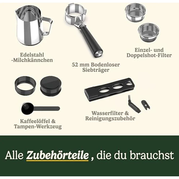 Cuisinart Espresso Machine Slim, Siebträgermaschine mit 15 Bar Pumpendruck und Dampfdüse, Schwarz und Silber – Bild 7