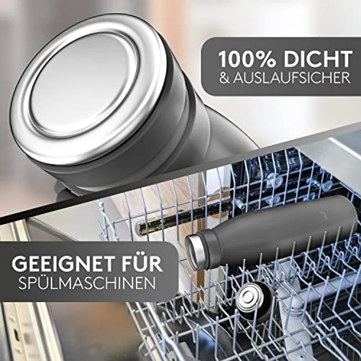 Vezato Trinkflasche Edelstahl - BPA-freie Isolierflasche 1 Liter - Auslaufsichere Wasserflasche mit doppelter Isolierung - Thermosflasche spülmaschinenfest - Für Kohlensäure geeignet - Nachhaltig – Bild 5