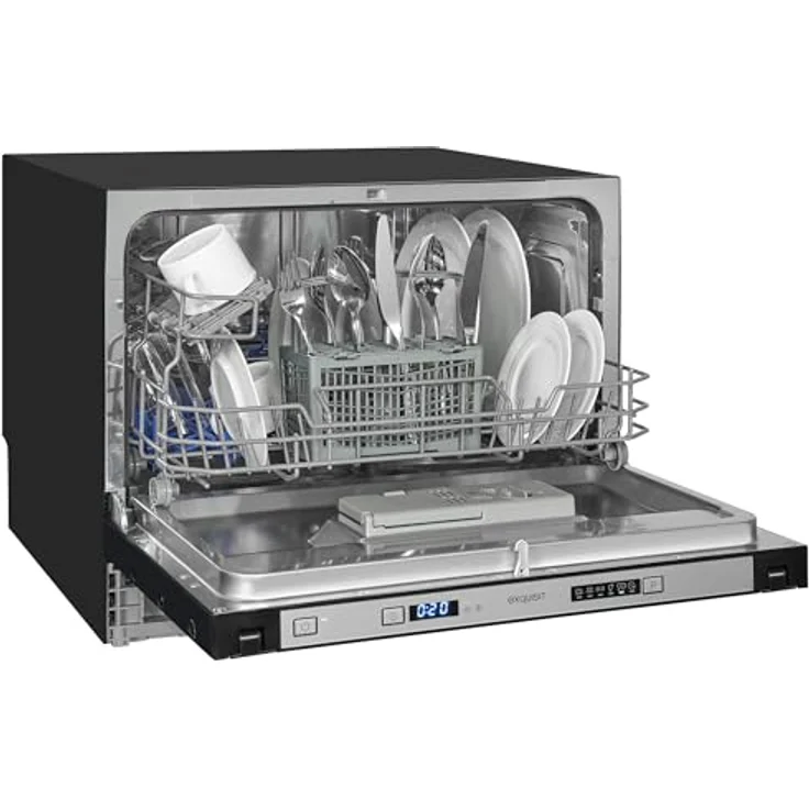 Exquisit EGSP1060-E-030D, Einbau Geschirrspüler für 6 Maßgedecke, 49 dB, 6 Programme, Startzeitverzögerung, schwarz – Bild 4