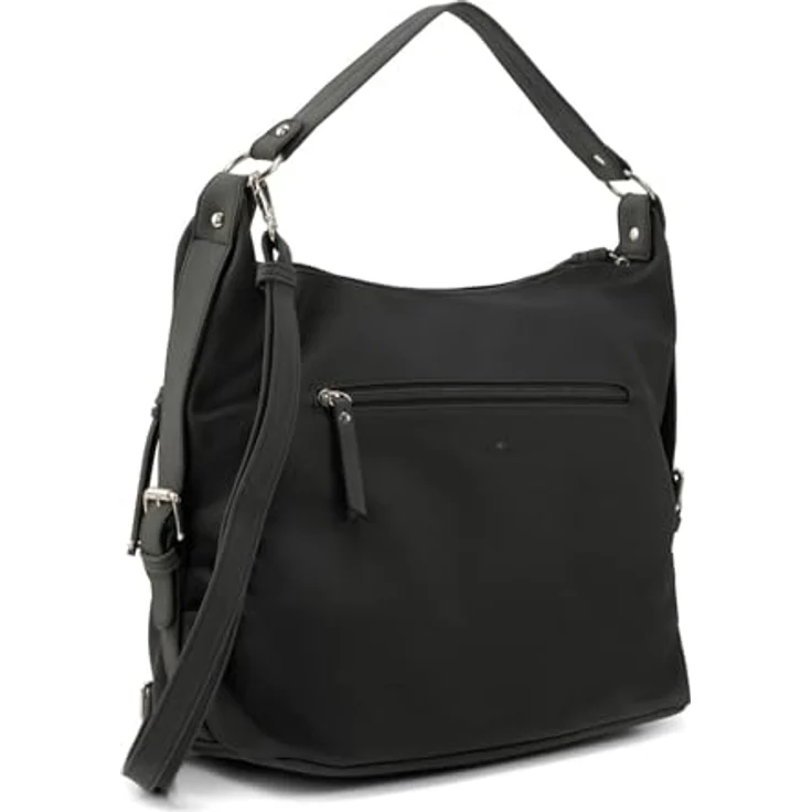 Tom Tailor Caia Schultertasche, geräumige Handtasche mit zwei Reißverschlussfächern, 37 cm, Schwarz – Bild 3