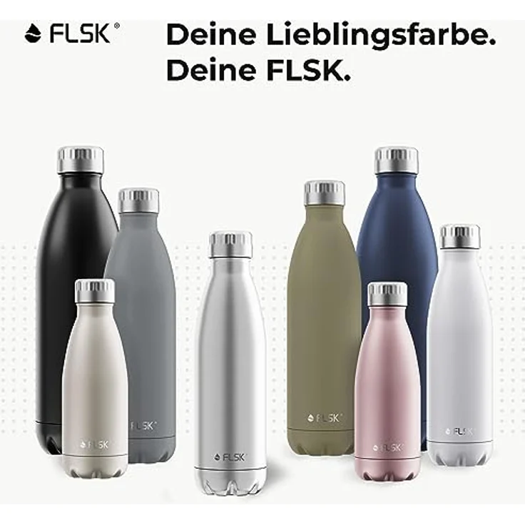 FLSK Das Original New Edition Edelstahl Trinkflasche – Kohlensäure geeignet 18 Stunden heiß, 24 Stunden kalt, 0,5l, silber – Bild 4