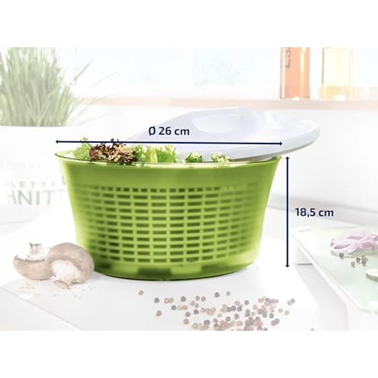 Leifheit Salatschleuder ComfortLine-Serie mit Rechts--links-Drehmechanismus im Deckel, Salattrockner inklusive Salatschüssel und Sieb, trocknet den Salat effektiv und schonend – Bild 6