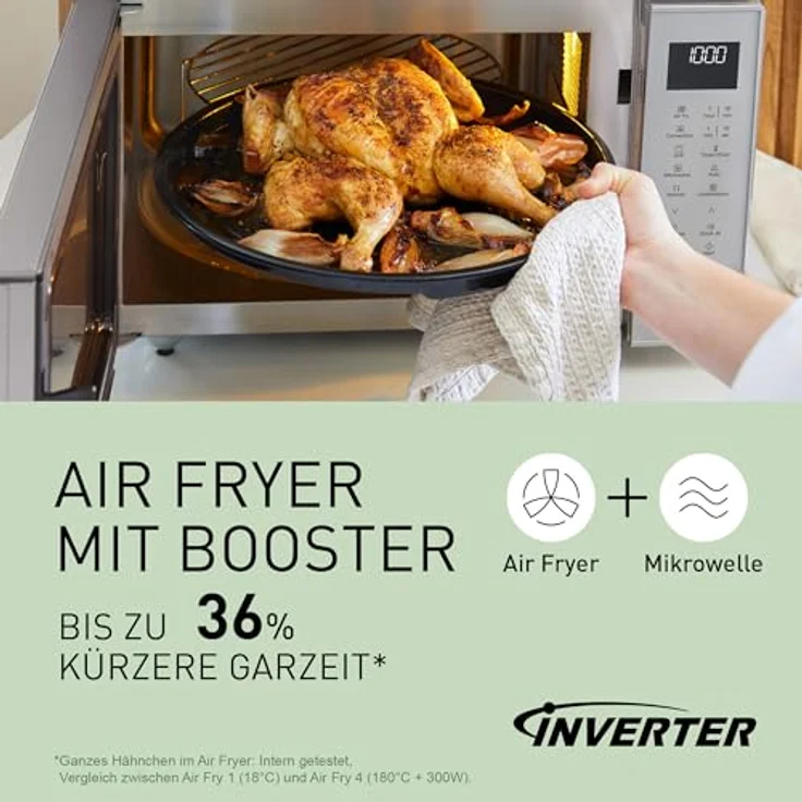 Panasonic NN-CT57RMEPG Mikrowelle Silber, 1000W, Grillfunktion, Heißluft-Funktion, digitaler Timer, LCD-Display, 34-cm-Drehteller – Bild 16