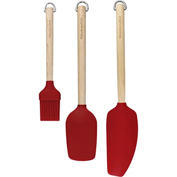 KitchenAid 3-teiliges Backset aus Birkenholz mit Backpinsel, Löffelspachtel und Mixer-Spatel – Bild 1