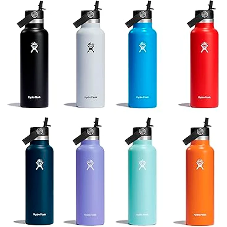 HYDRO FLASK - Trinkflasche 621ml (21oz) mit Strohdeckel - Vakuumisolierte, Wiederverwendbare Flasche aus Edelstahl - Auslaufsicherer Deckel - Heiß & Kalt - Kleine Öffnung - Indigo – Bild 4