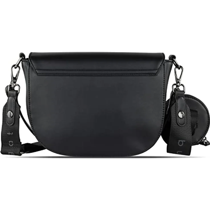 Bugatti Almata Schultertasche, elegante schwarze Handtasche mit verstellbarem Trageriemen und zusätzlichem Steckfach – Bild 3