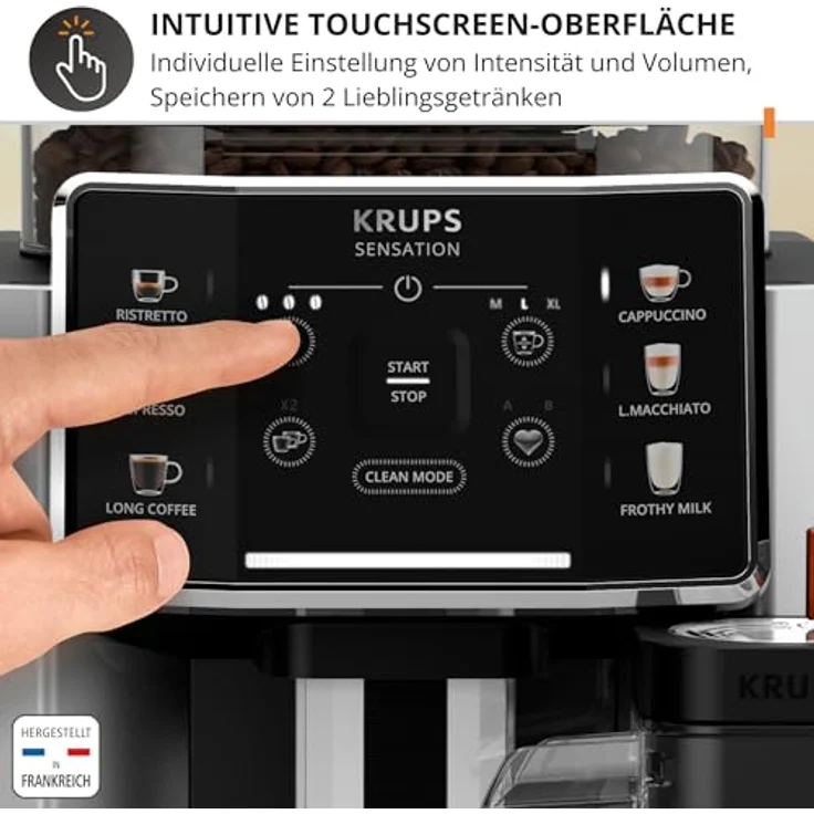 KRUPS EA912E10, Kaffeevollautomat mit integriertem Mahlwerk für perfekten Milchschaum und zwei Tassen Zubereitung, schwarz/silber – Bild 7