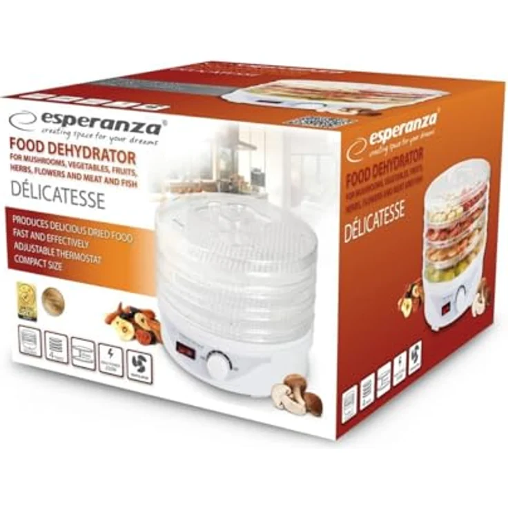 Esperanza EKD003 Dörrautomat, 250 Watt, 4 Ebenen, Kunststoff, weiß – Bild 3