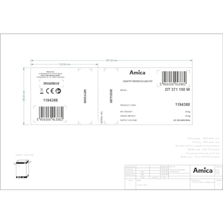Amica DT 371 150 W Kühl-Gefrier-Kombination, freistehend, 25 l Gefriervolumen, 87 l Kühlvolumen – Bild 9