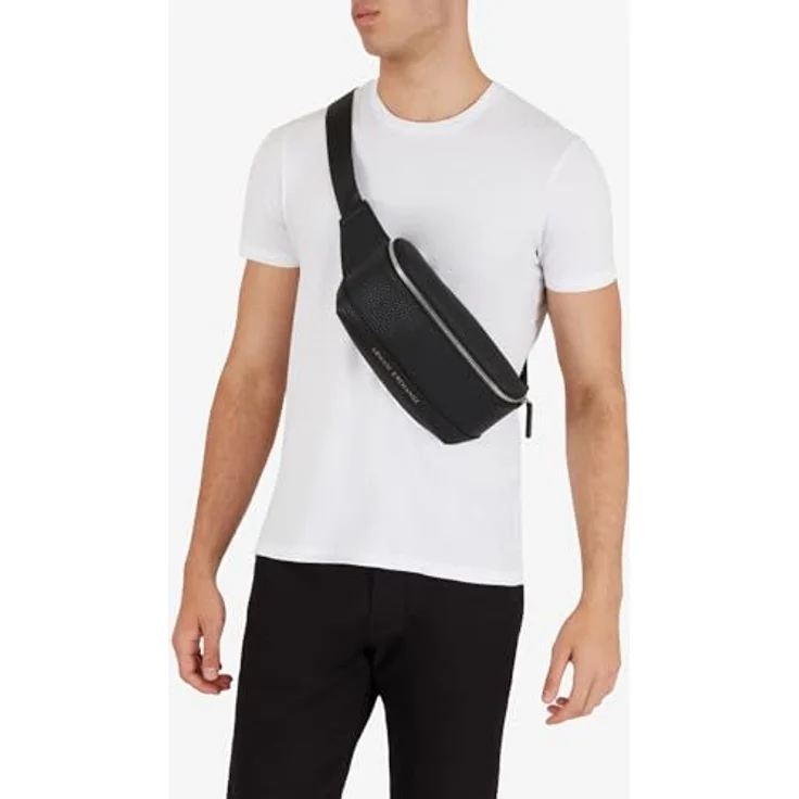 ARMANI EXCHANGE MAN FLAT WAISTBAG, Umhängetasche für Herren aus synthetischem Kunsteleder mit großem Brand Logo, einfarbig – Bild 3