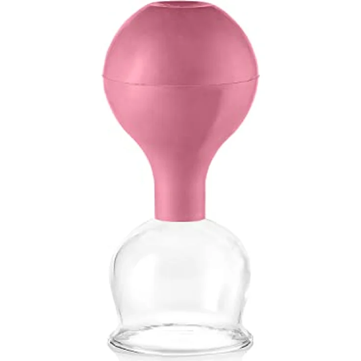 pulox Schröpfglas aus Echtglas 2er-Set inkl. Saugball 52 mm & 62 mm, Pink – Bild 4