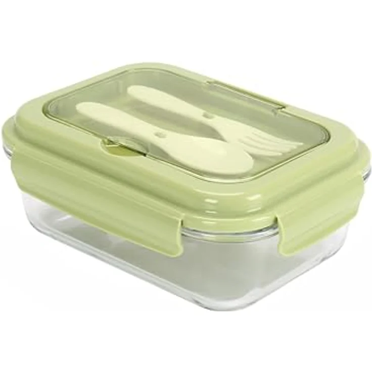 Cheffinger Lunchbox aus Glas - 1L, auslaufsicher, hitzebeständig, inkl. Besteck für Schule & Büro – Bild 1
