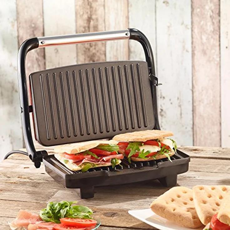 Rosenstein & Söhne CG-2510 Sandwichmaker, Panini-Grill, 1000W, ca. 27 x 16,5 cm, Kontrollleuchte, rot – Bild 6