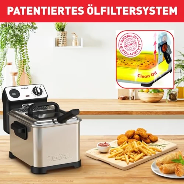 Tefal fr511170 Fritteuse, für 3 Liter Öl, mit Sichtfenster, Leistung 2400 W, Inox, grau – Bild 3