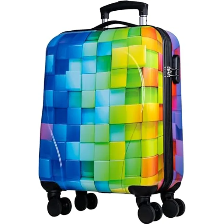 NOWI Hartschalenkoffer klein 56cm – 36L Volumen – 8 Rollen 360° drehbar – Leichter ABS Koffer mit Zahlenschloss & Teleskopgestänge (M, schwarz)