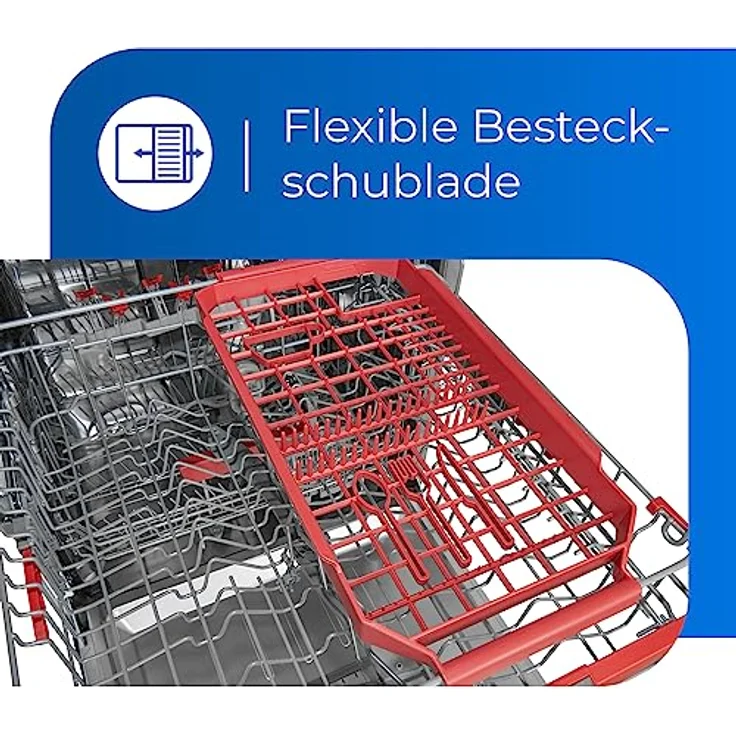 Exquisit Geschirrspüler GSP9614-030B inox | Spülmaschine freistehend 60cm | AquaStop | Auto-Door-Open | Geschirrspülmaschine flexible Besteckschublade – Bild 5