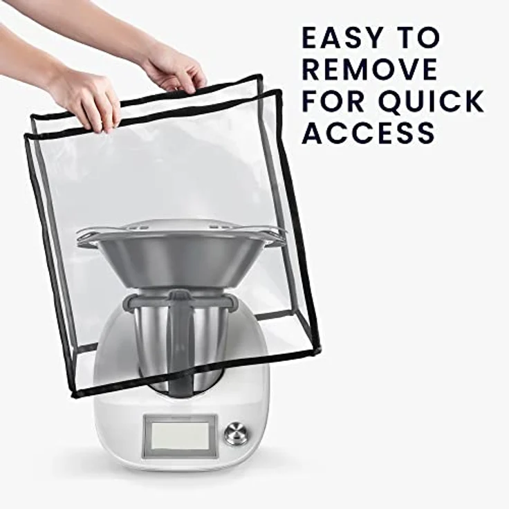 kwmobile TPU Hülle transparent kompatibel mit Thermomix TM5 / TM6 - Küchenmaschine Staubschutz Abdeckhaube - Staubhaube in Transparent Schwarz – Bild 4